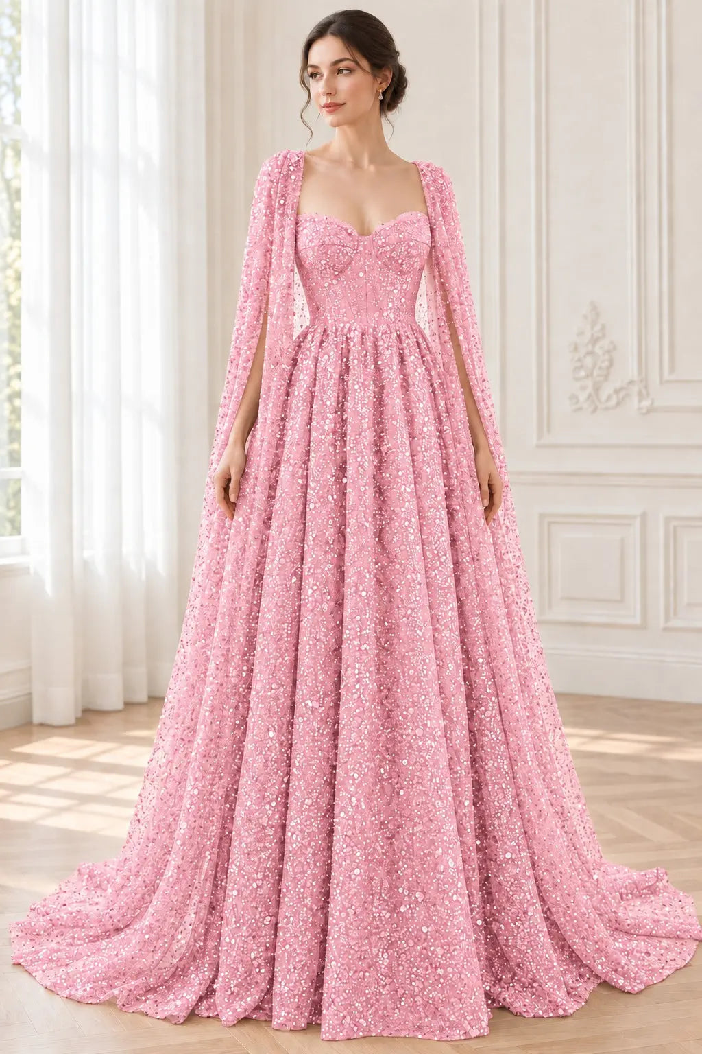 A-line Sequin Lace Purple Long Prom Dresses Sparkly Formal Evening Gowns