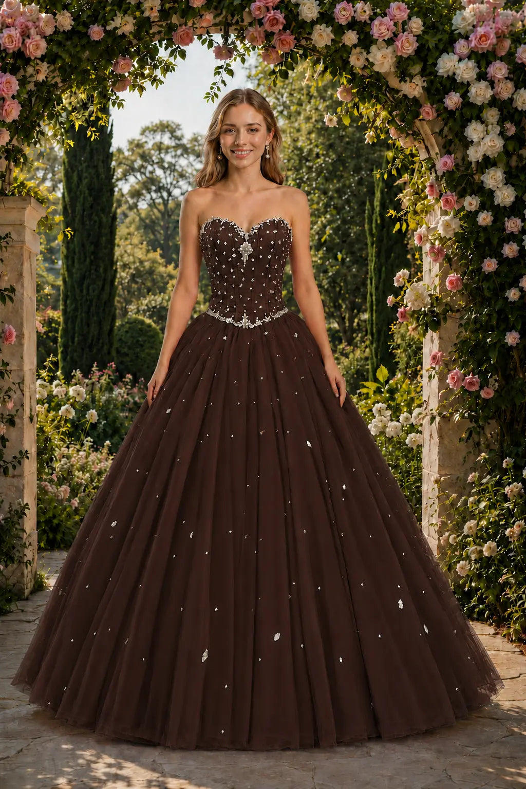 Royal Blue Princess Quinceanera Dress Rhinestone Tulle Ball Gown Prom KAIDRESS