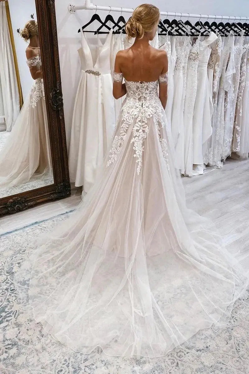 Kaidress 2026 Off-the-Shoulder Tulle Boho A-Line Wedding Dress Custom