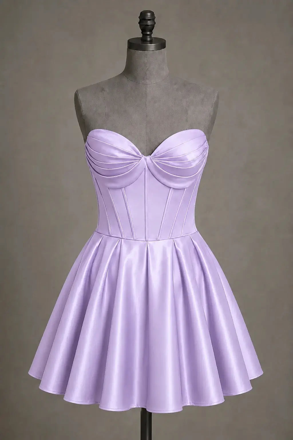 Lilac Sweetheart Satin Mini A Line Corset Homecoming Dress