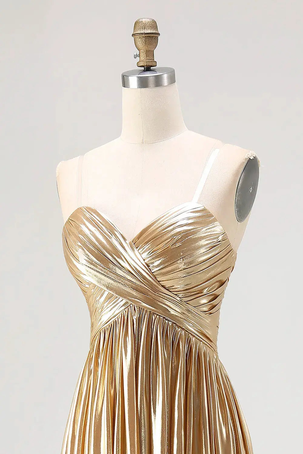 Pleats Gold Formal Prom Dresses Long Halter Princess Evening Gowns