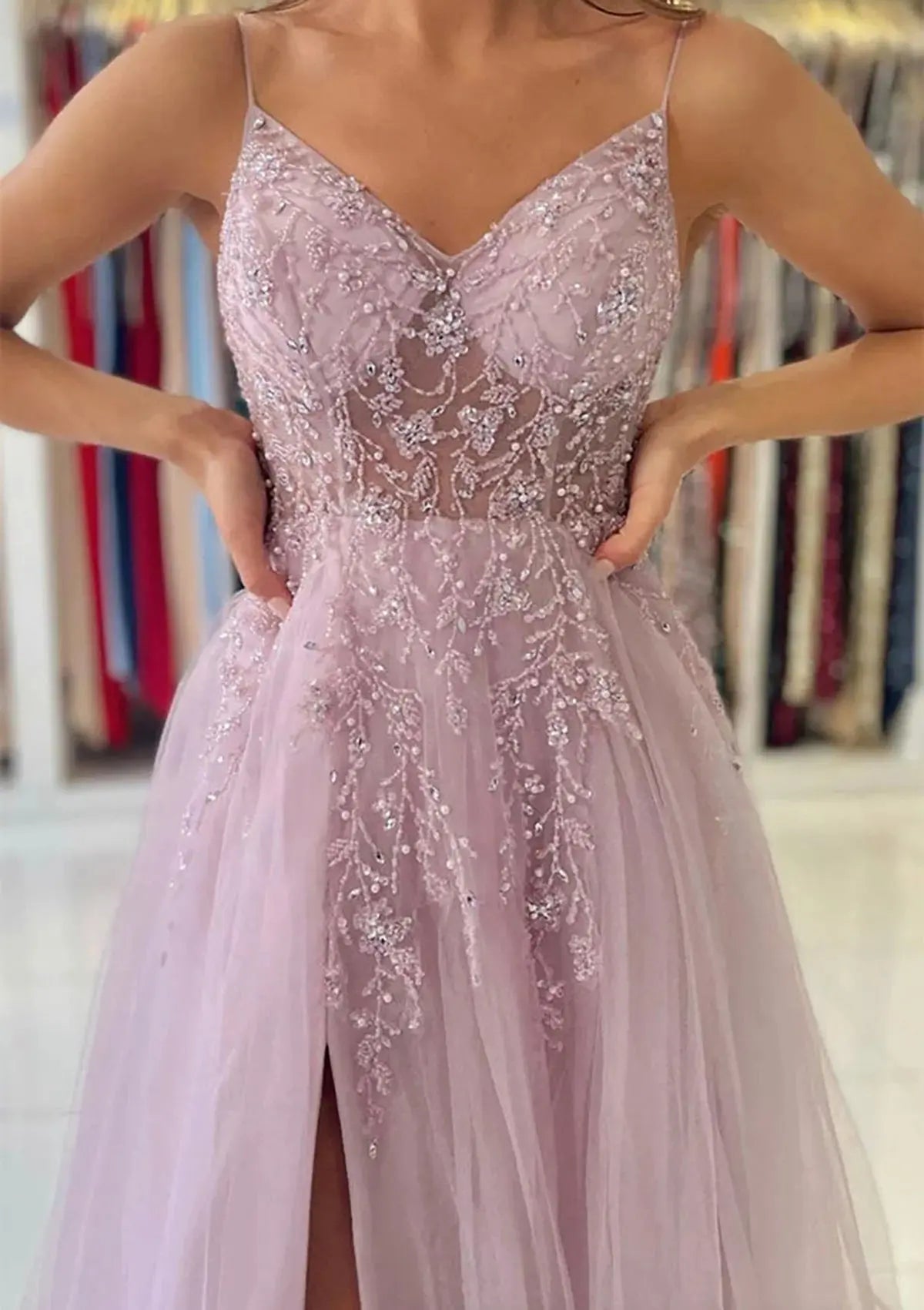 Princess Tulle Dusty Blue Formal Prom Dress Halter Long Evening Gowns