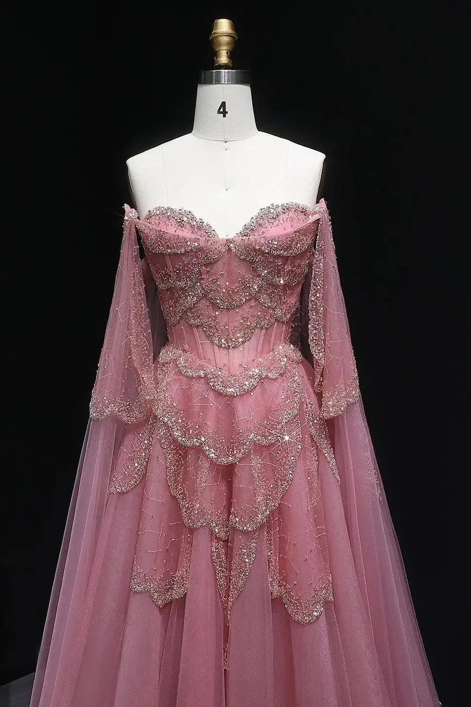 A-line Elegant Off Shoulder Formal Evening Gowns with Cape Sleeves Dresses KAIDRESS
