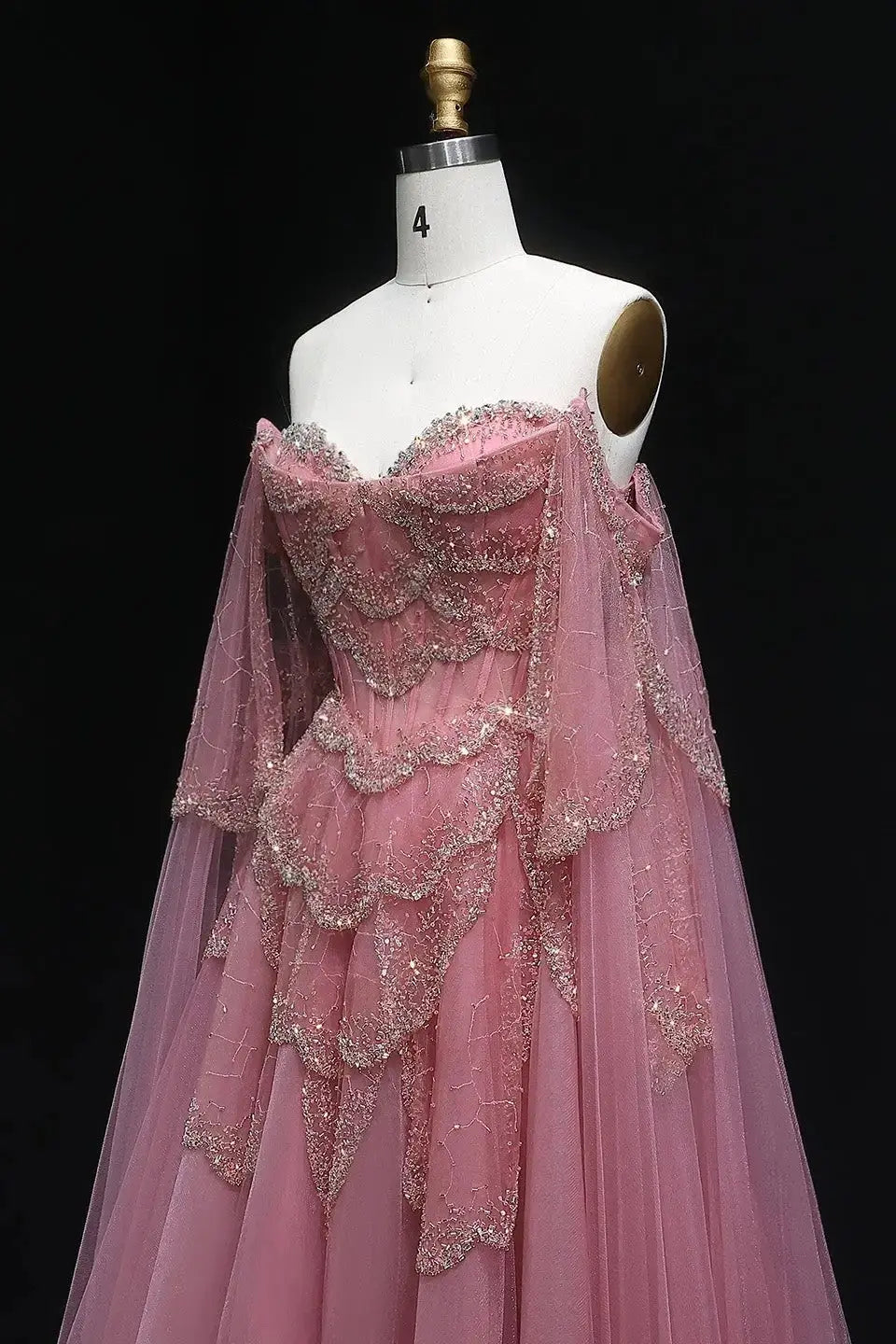 A-line Elegant Off Shoulder Formal Evening Gowns with Cape Sleeves Dresses KAIDRESS