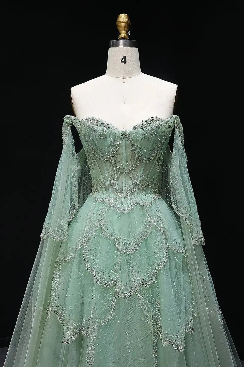 A-line Elegant Off Shoulder Formal Evening Gowns with Cape Sleeves Dresses KAIDRESS