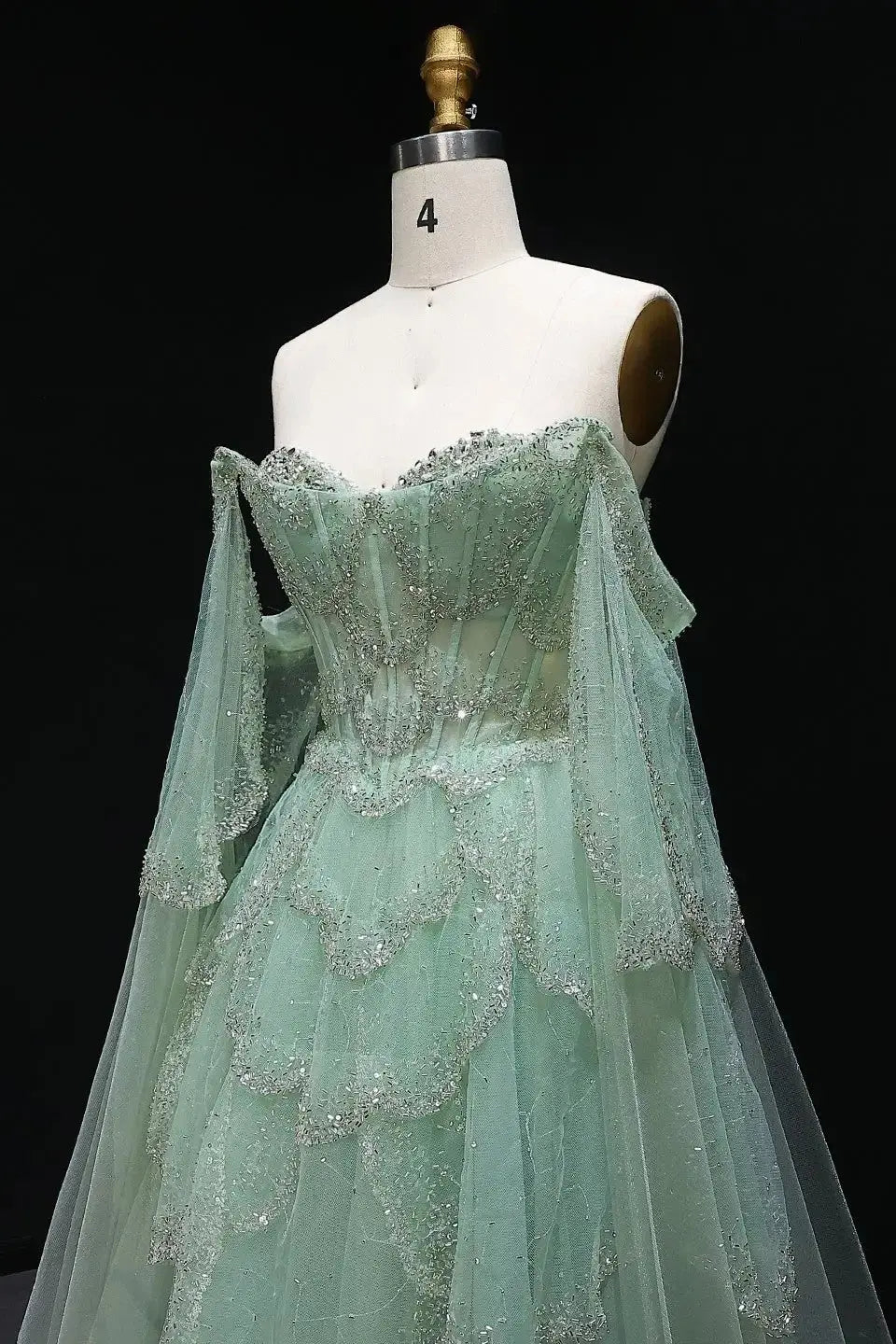 A-line Elegant Off Shoulder Formal Evening Gowns with Cape Sleeves Dresses KAIDRESS