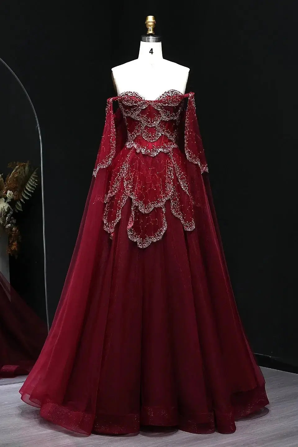 A-line Elegant Off Shoulder Formal Evening Gowns with Cape Sleeves Dresses KAIDRESS
