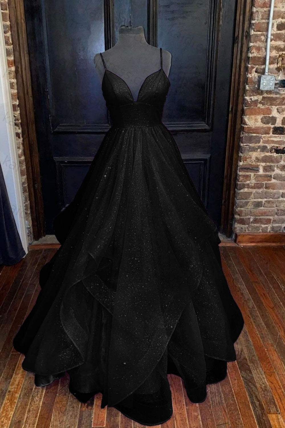A-line Princess Sweetheart Sleeveless Long/Floor-Length Tulle Sparkling Prom Dress