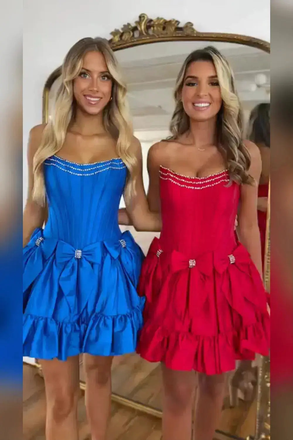 Black A Line Short Hoco Dress With Corset Bow Ruffle Skirt