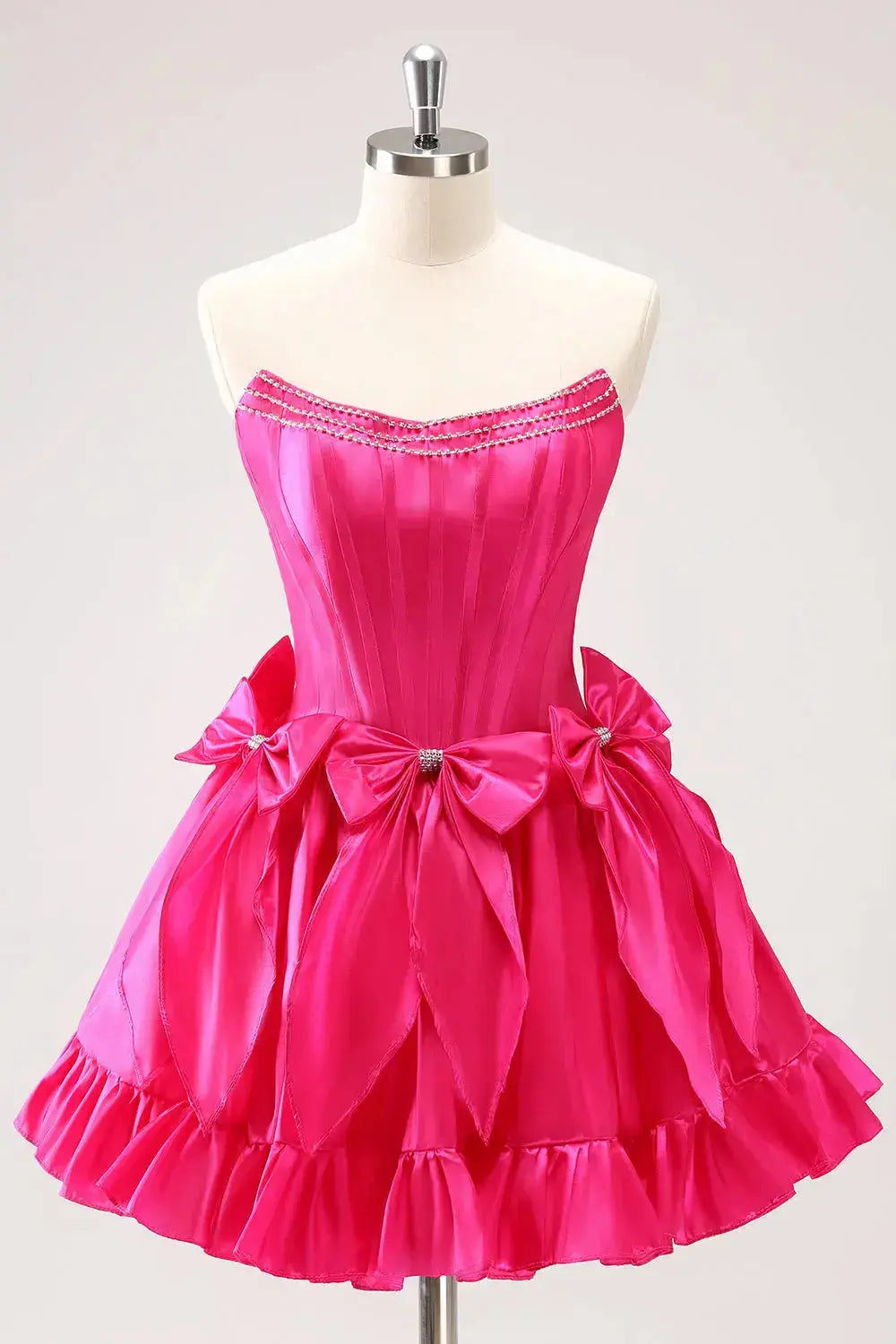 Black A Line Short Hoco Dress With Corset Bow Ruffle Skirt