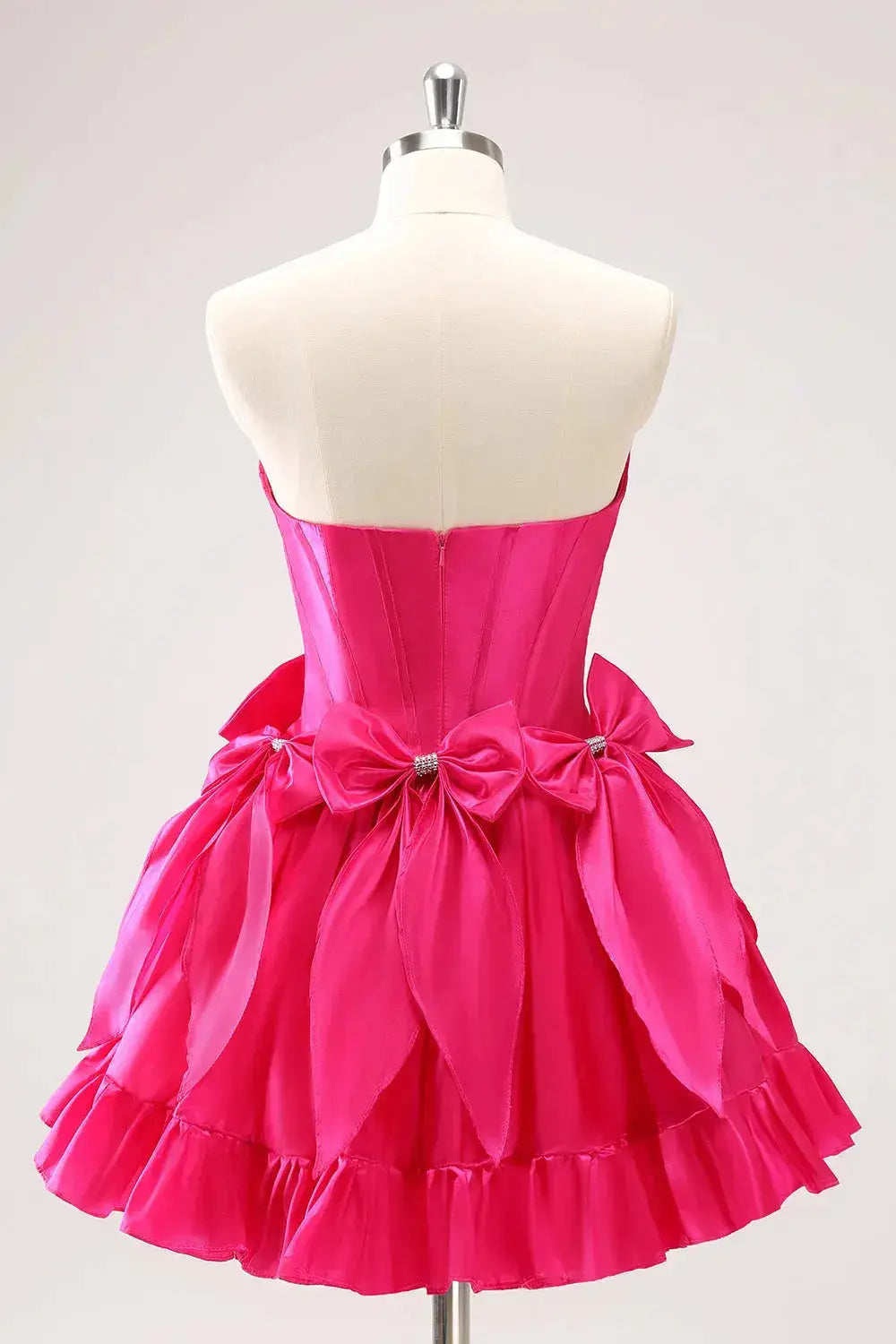 Black A Line Short Hoco Dress With Corset Bow Ruffle Skirt