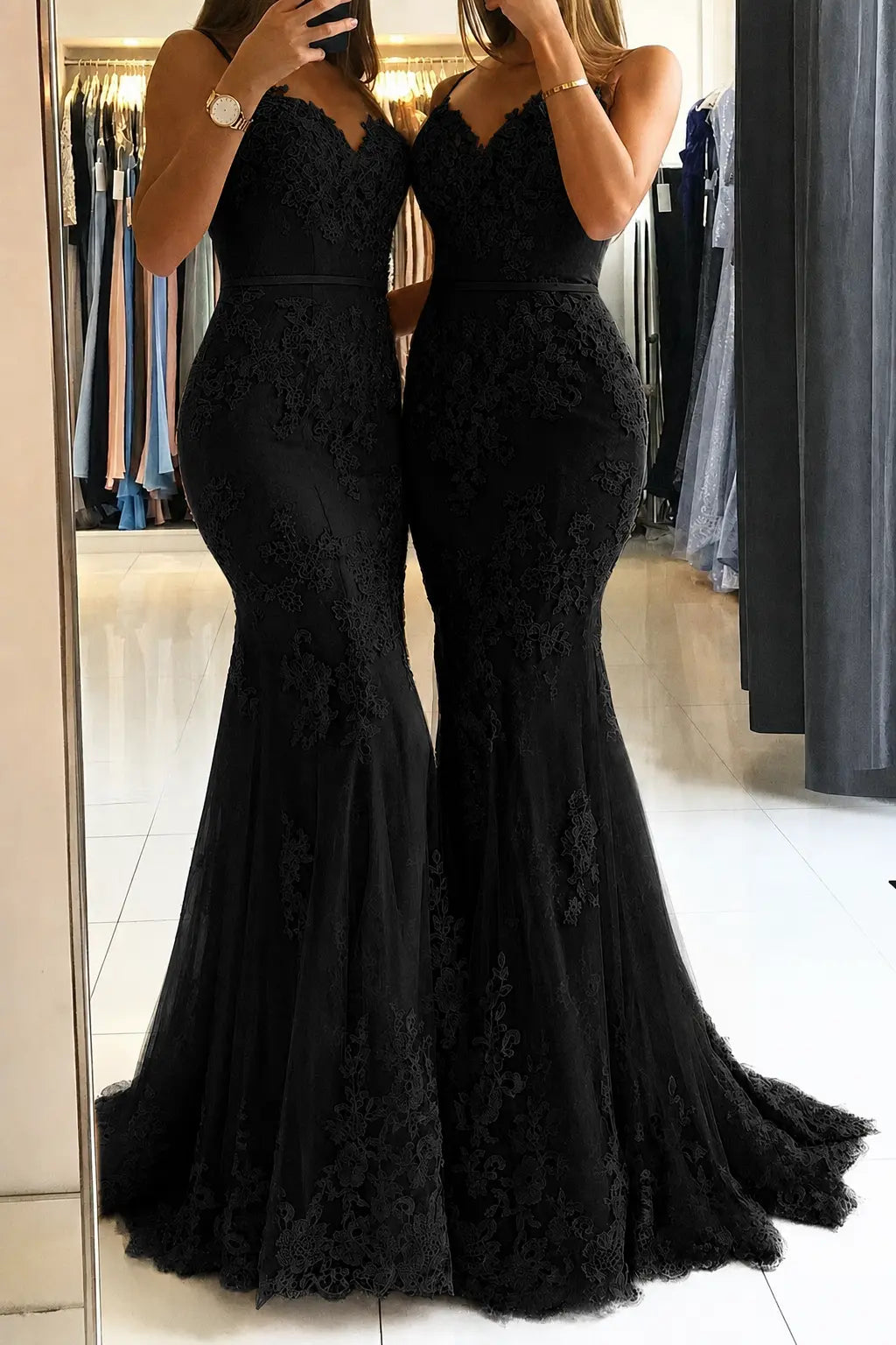 Trumpet/Mermaid Sweetheart Sleeveless Long/Floor-Length Tulle Prom Dresses With Appliqued KAIDRESS