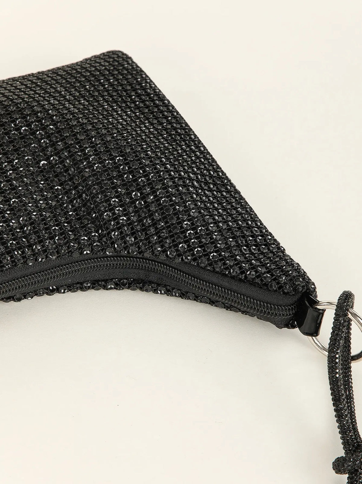 Gold Rhinestone Hobo Shoulder Bag with Adjustable Knotted Strap