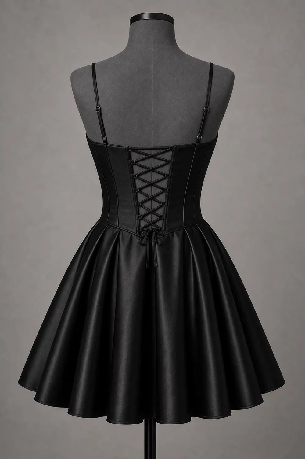 Black Satin Corset Mini Homecoming Dress A Line Hoco Party Dress
