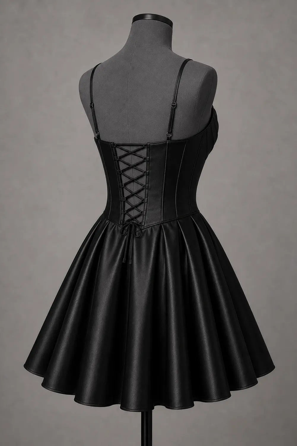 Black Satin Corset Mini Homecoming Dress A Line Hoco Party Dress