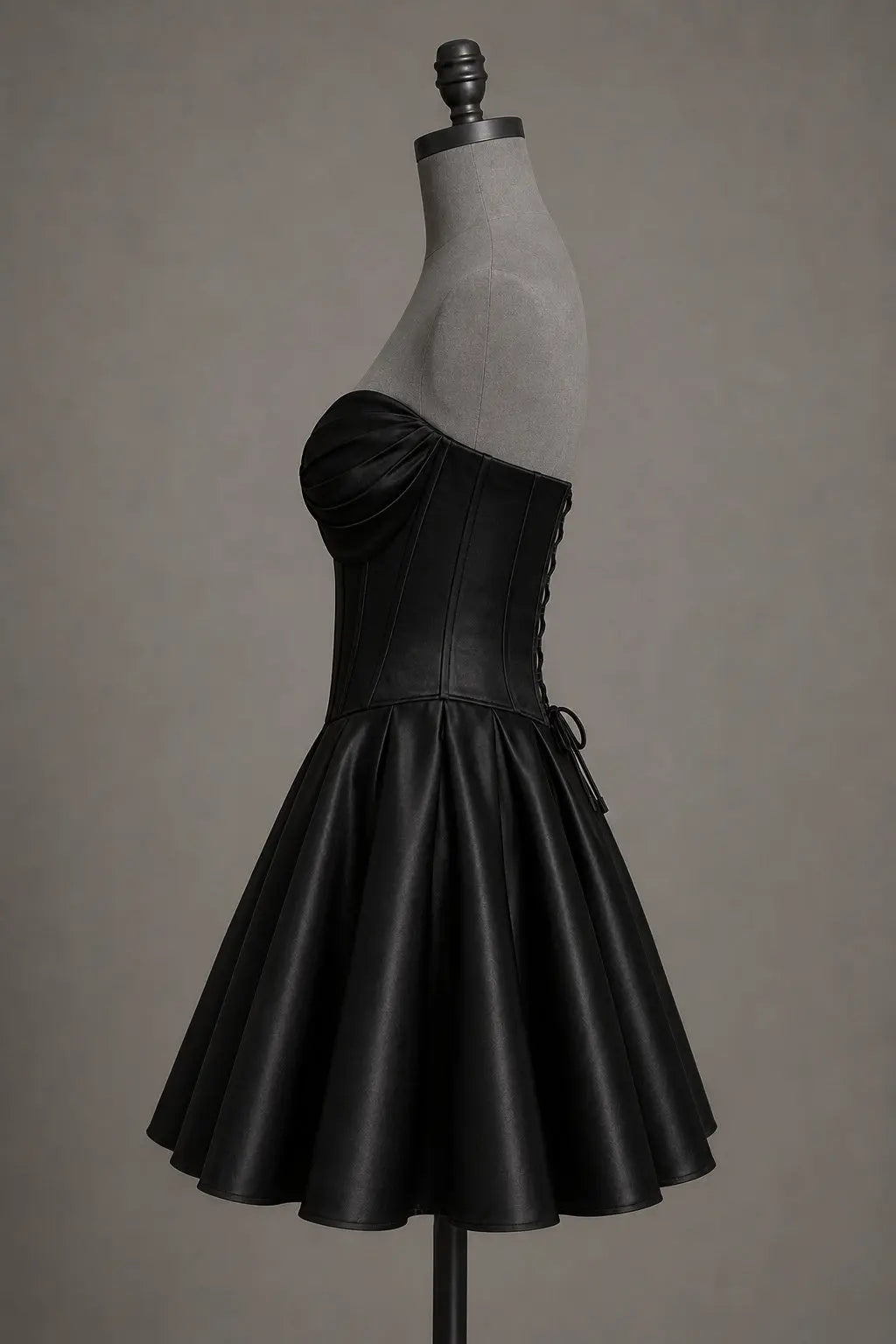 Black Sweetheart Satin Mini A Line Corset Homecoming Dress