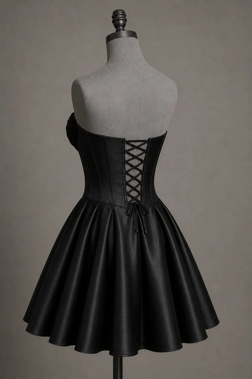 Black Sweetheart Satin Mini A Line Corset Homecoming Dress