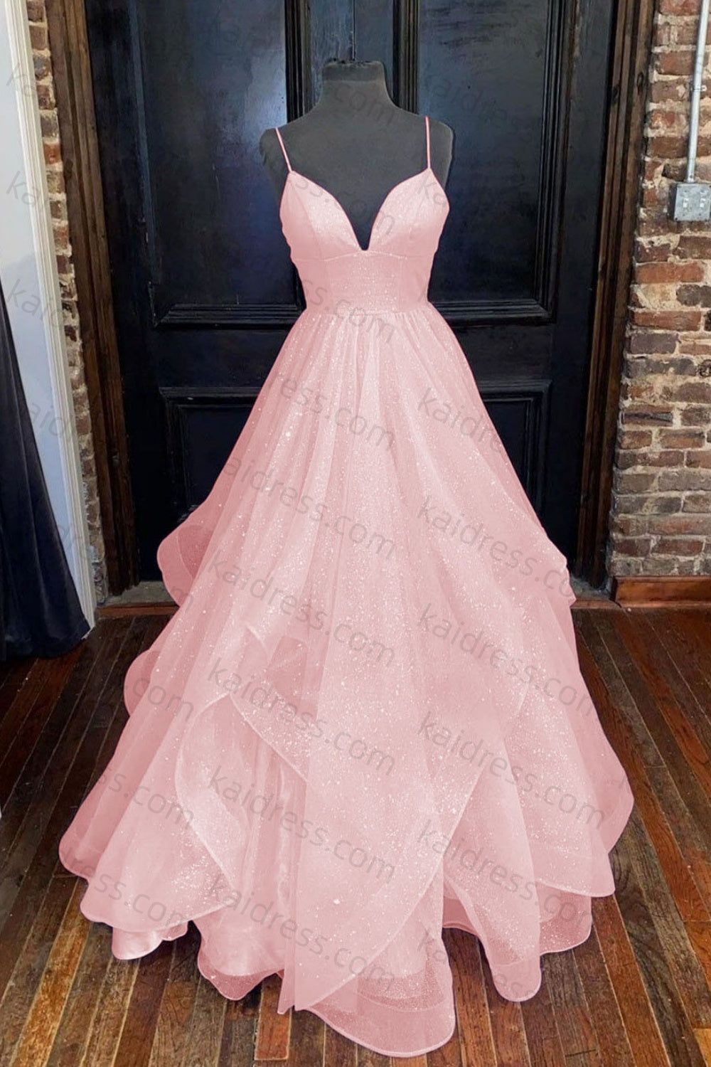 A-line Princess Sweetheart Sleeveless Long/Floor-Length Tulle Sparkling Prom Dress