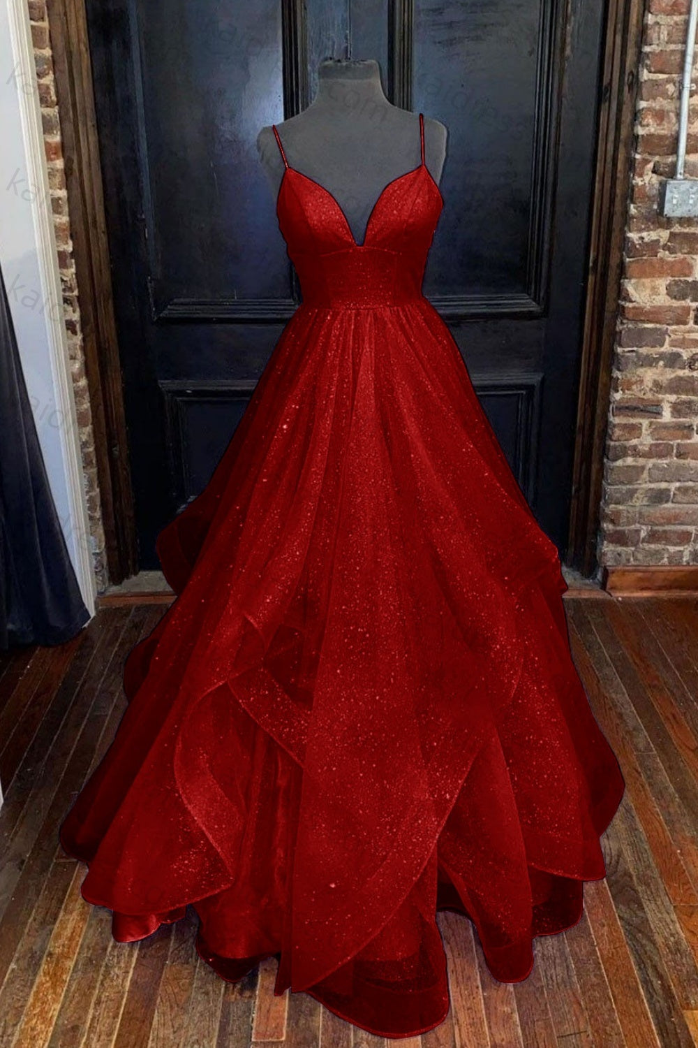 A-line Princess Sweetheart Sleeveless Long/Floor-Length Tulle Sparkling Prom Dress