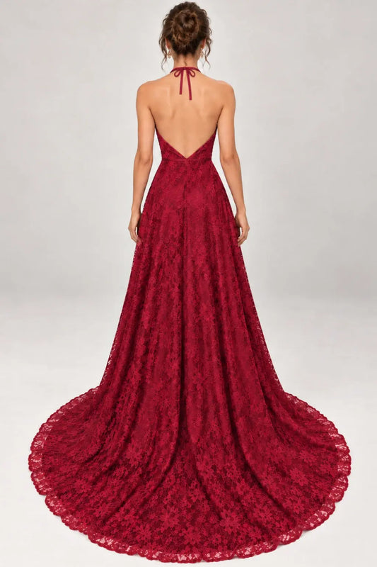 A-Line Spaghetti Straps Floor-Length Burgundy Prom Dresses with Appliques Evening Dresses Party Dresses