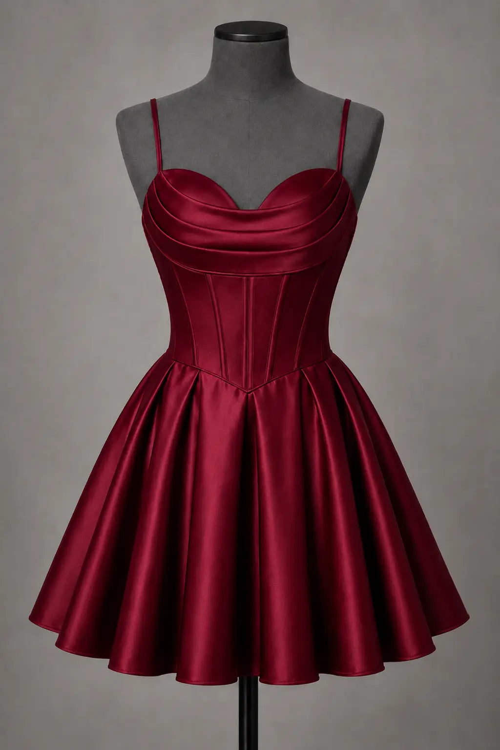Black Satin Corset Mini Homecoming Dress A Line Hoco Party Dress KAIDRESS
