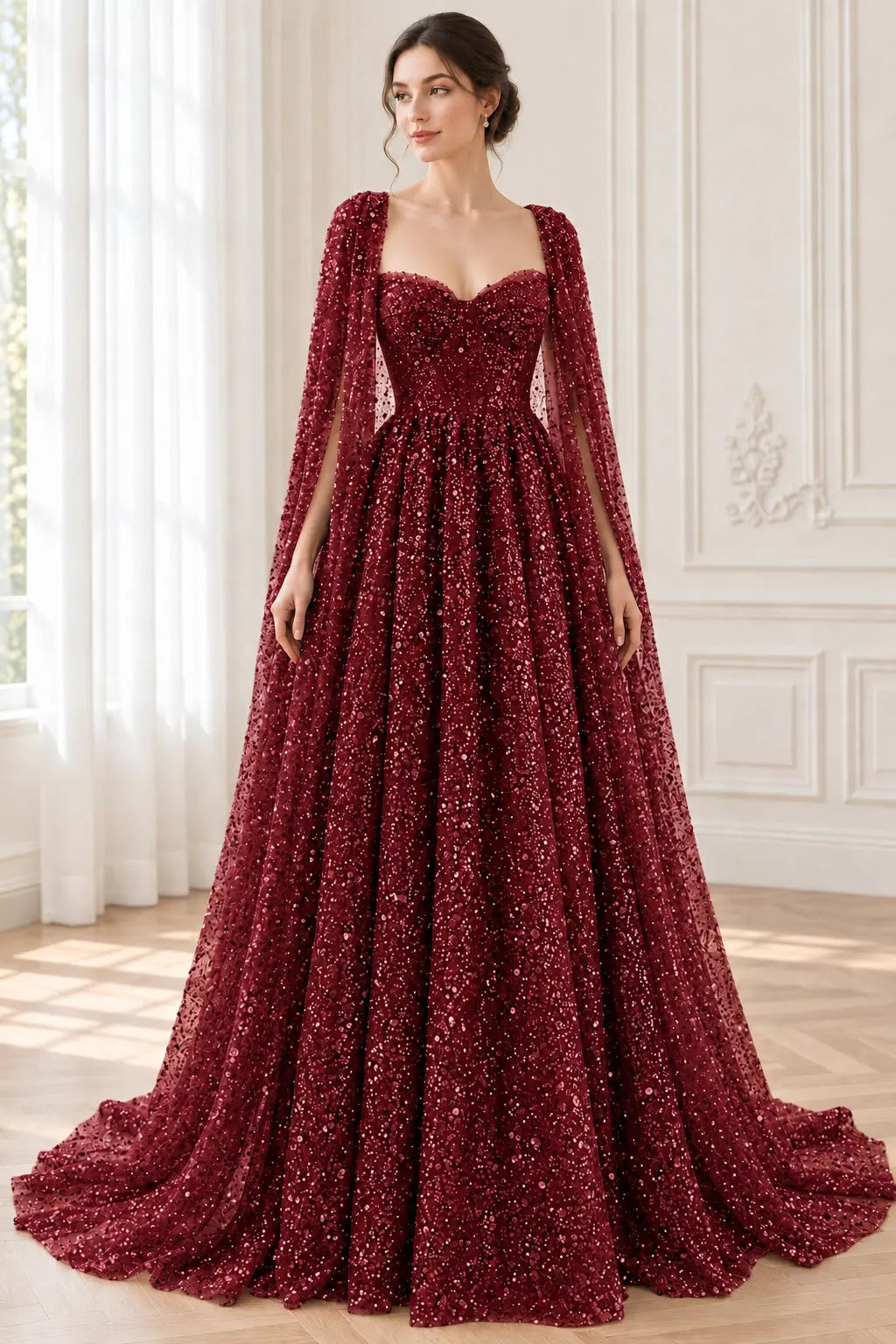 A-line Sequin Lace Purple Long Prom Dresses Sparkly Formal Evening Gowns
