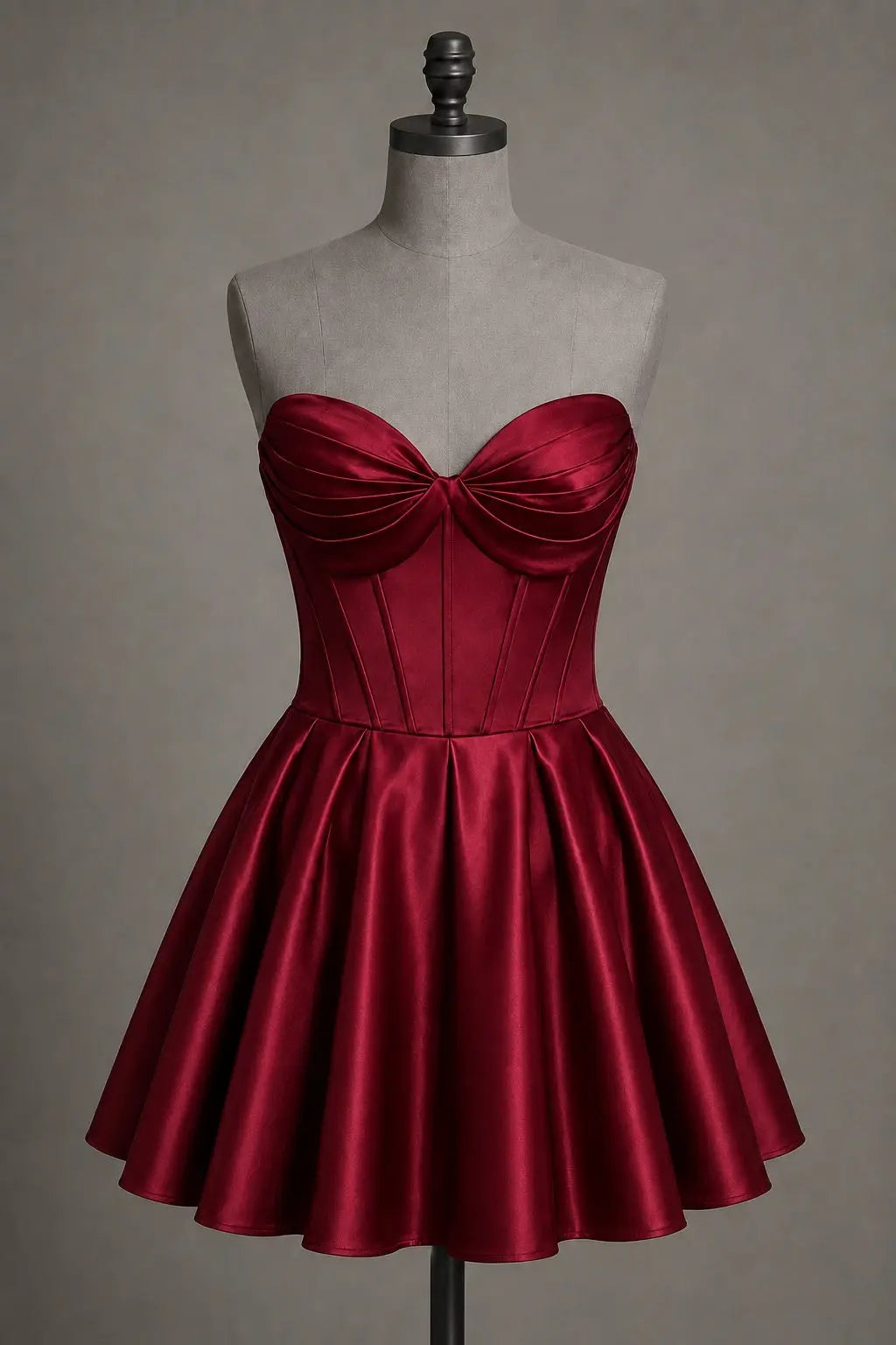 Black Sweetheart Satin Mini A Line Corset Homecoming Dress KAIDRESS