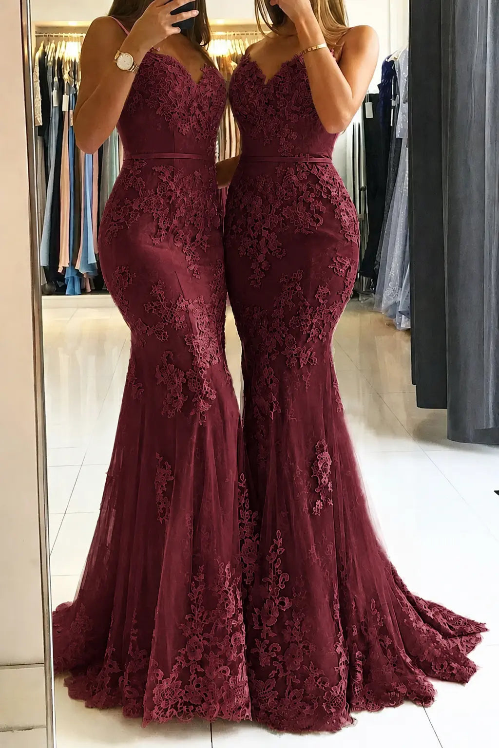 Trumpet/Mermaid Sweetheart Sleeveless Long/Floor-Length Tulle Prom Dresses With Appliqued KAIDRESS