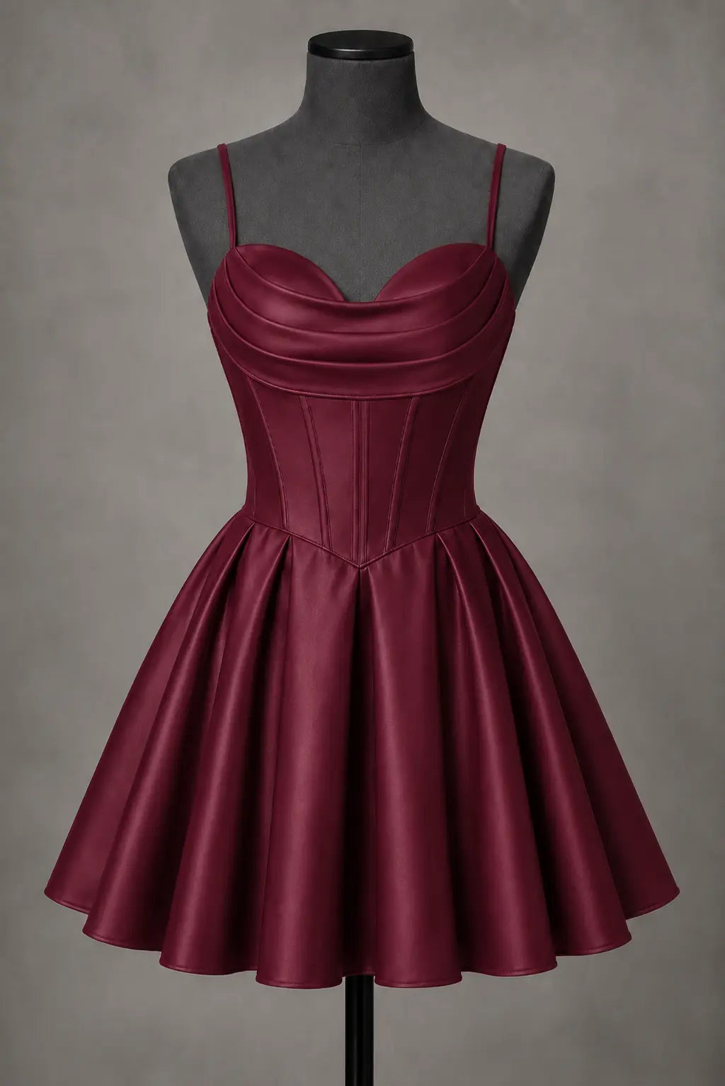 Black Satin Corset Mini Homecoming Dress A Line Hoco Party Dress KAIDRESS