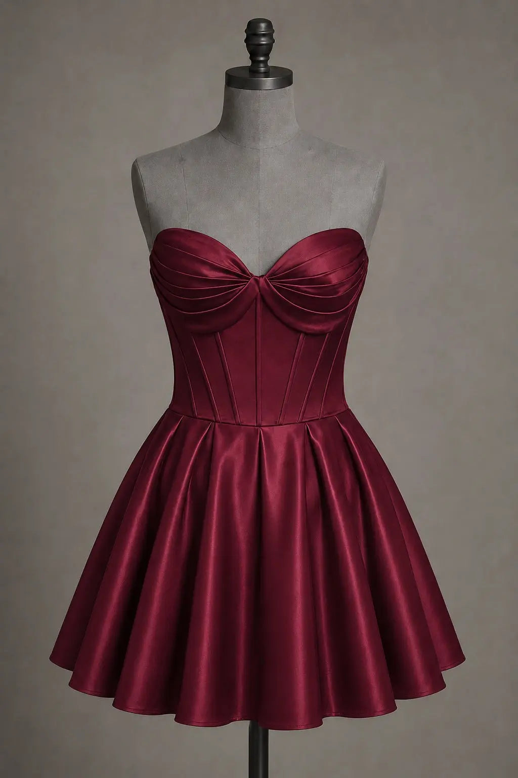 Black Sweetheart Satin Mini A Line Corset Homecoming Dress KAIDRESS