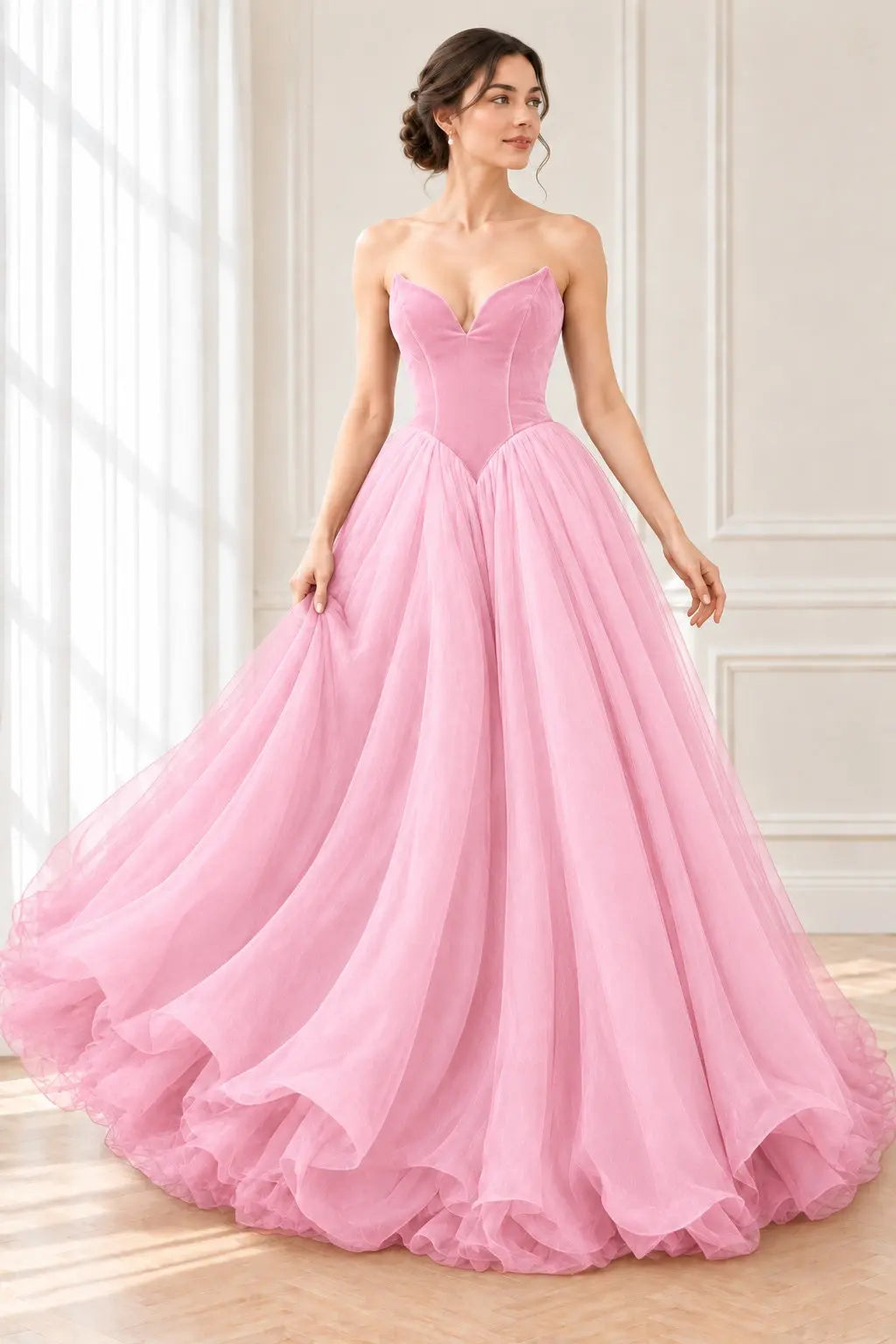 Organza Sweep Train A-Line/Princess Sleeveless Sweetheart Zipper Prom Dress With Pleated