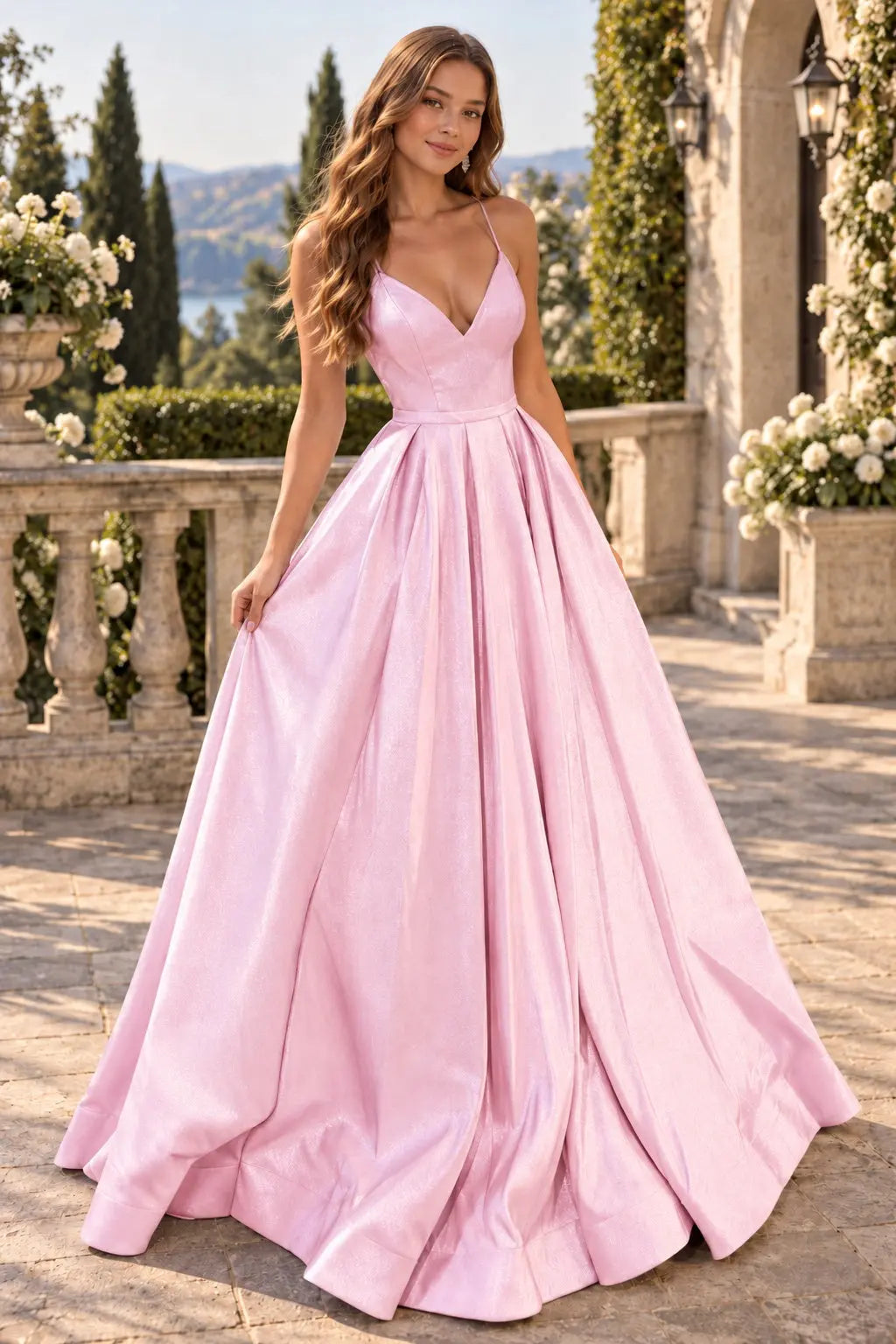 A Line V Neck Silver Gray Long Prom Dresses Silver Gray Long Formal Evening Dresses