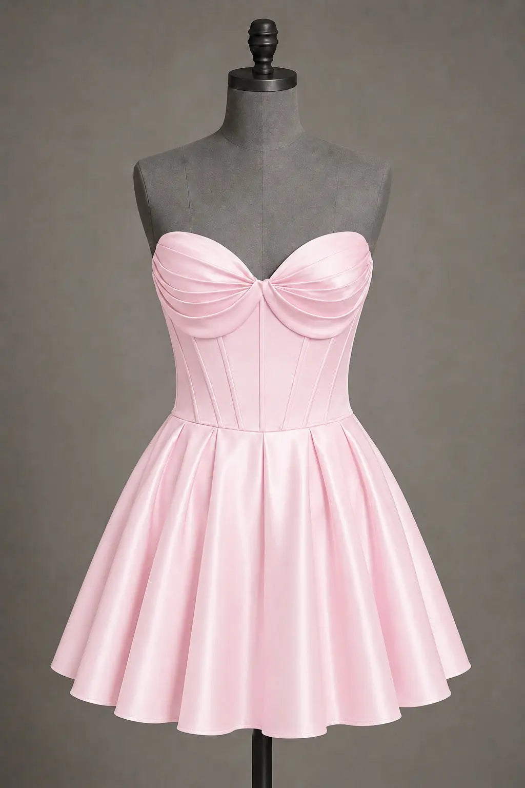Black Sweetheart Satin Mini A Line Corset Homecoming Dress KAIDRESS