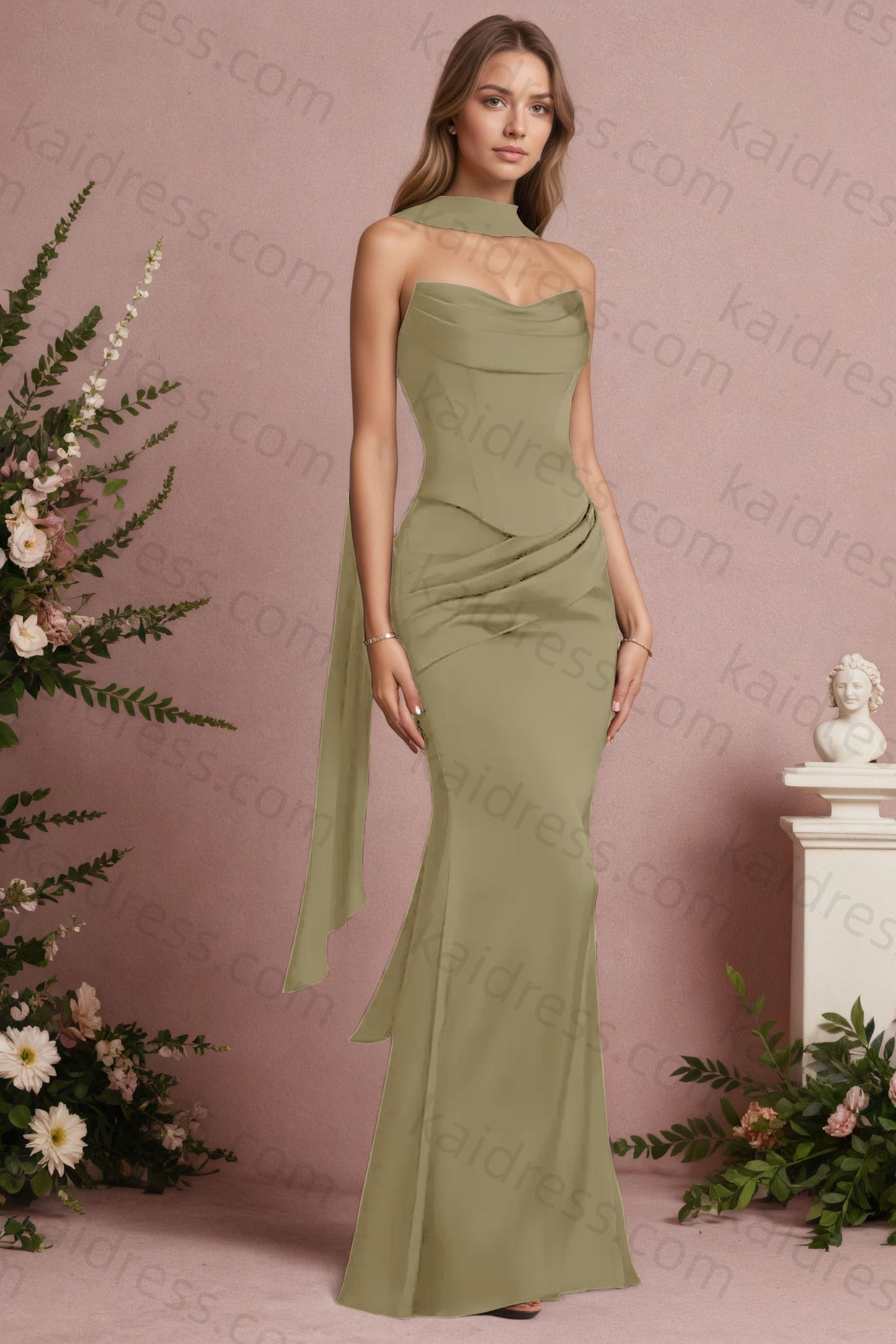 Mermaid Black Strapless Satin Long Prom Dresses Corset Evening Dresses