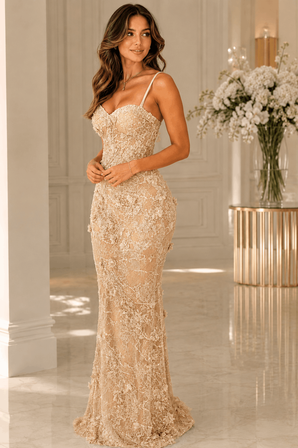 Blue 3D Floral Lace Mermaid Prom Dress Sweetheart Formal Gown KAIDRESS