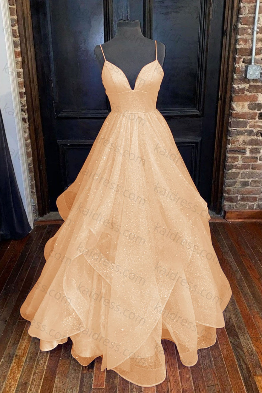 A-line Princess Sweetheart Sleeveless Long/Floor-Length Tulle Sparkling Prom Dress