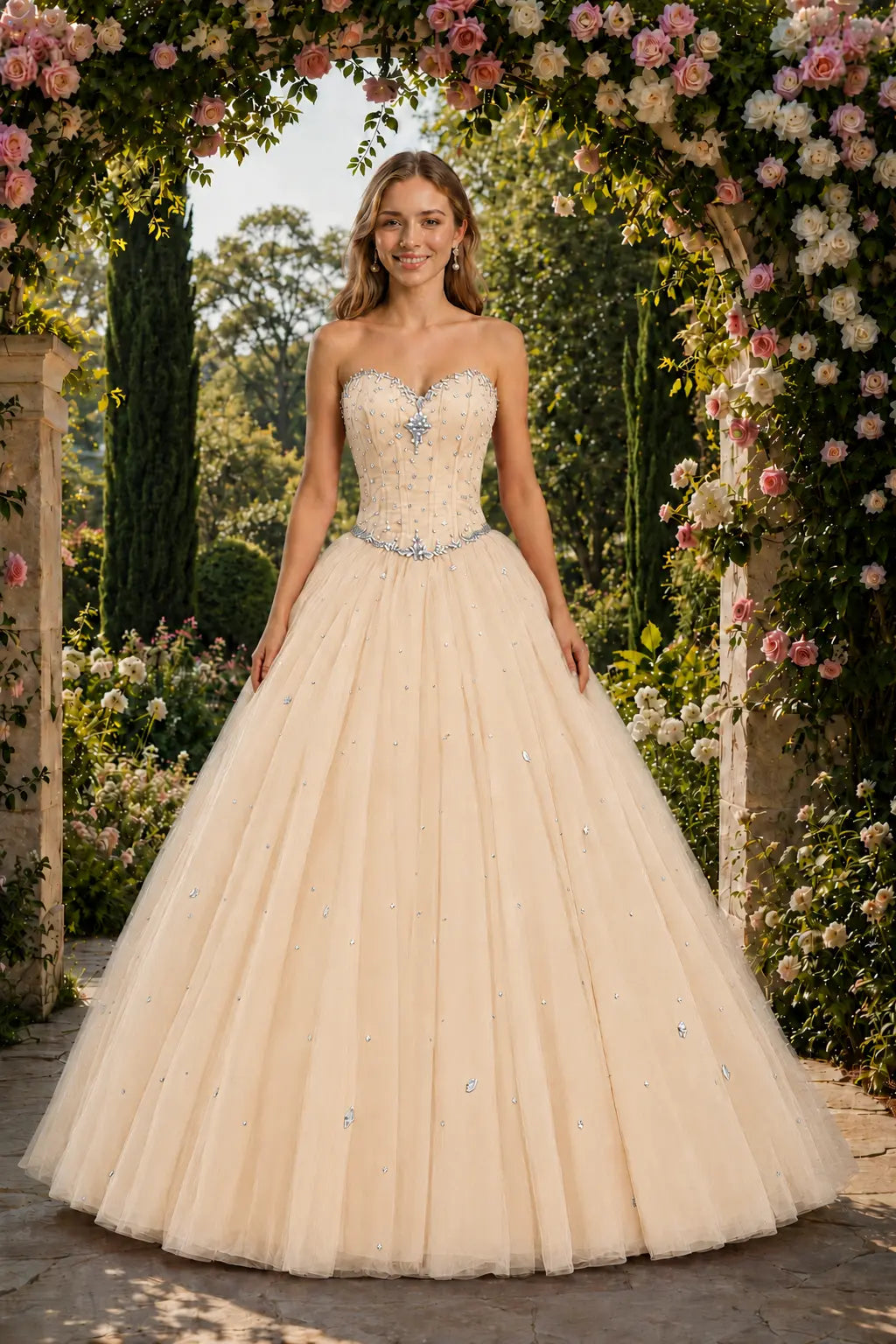 Royal Blue Princess Quinceanera Dress Rhinestone Tulle Ball Gown Prom KAIDRESS