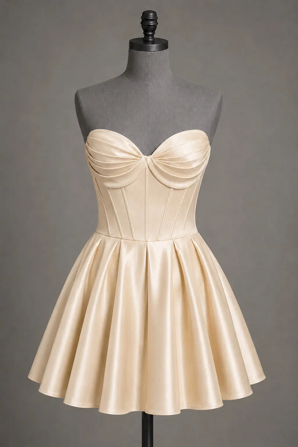 Black Sweetheart Satin Mini A Line Corset Homecoming Dress KAIDRESS