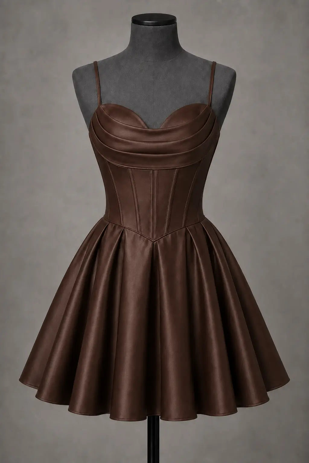 Black Satin Corset Mini Homecoming Dress A Line Hoco Party Dress KAIDRESS