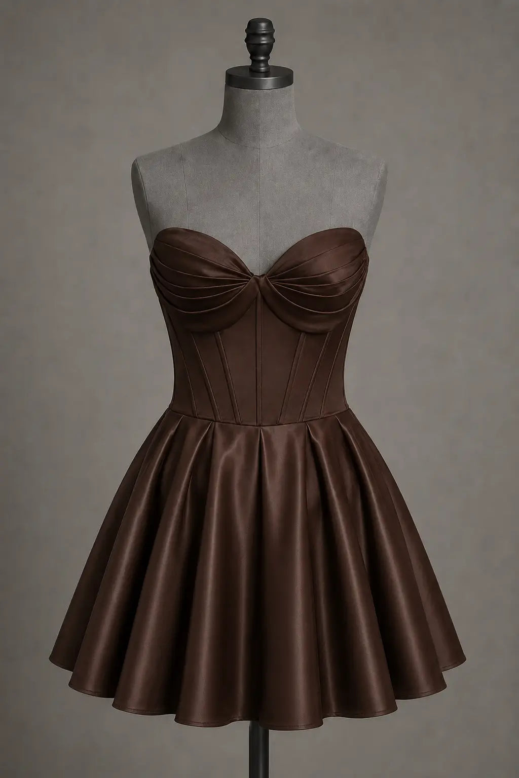 Black Sweetheart Satin Mini A Line Corset Homecoming Dress KAIDRESS