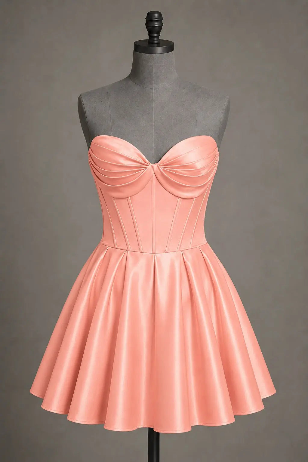 Black Sweetheart Satin Mini A Line Corset Homecoming Dress KAIDRESS