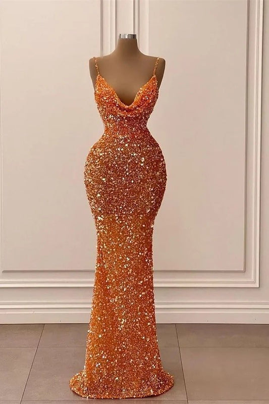 Corset Strapless Sparkly Orange Long Prom Dresses Formal Evening Gowns