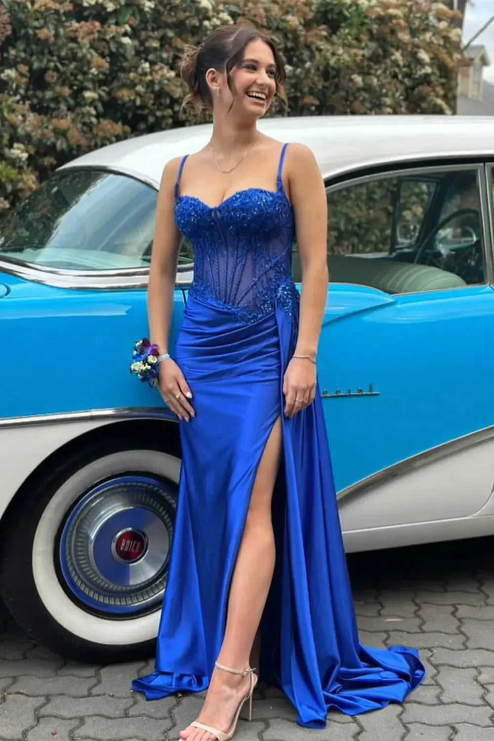 Corset Silk Split Halter Green Formal Prom Dresses Long Evening Gowns