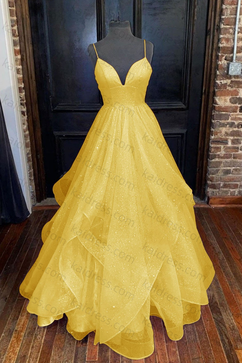 A-line Princess Sweetheart Sleeveless Long/Floor-Length Tulle Sparkling Prom Dress