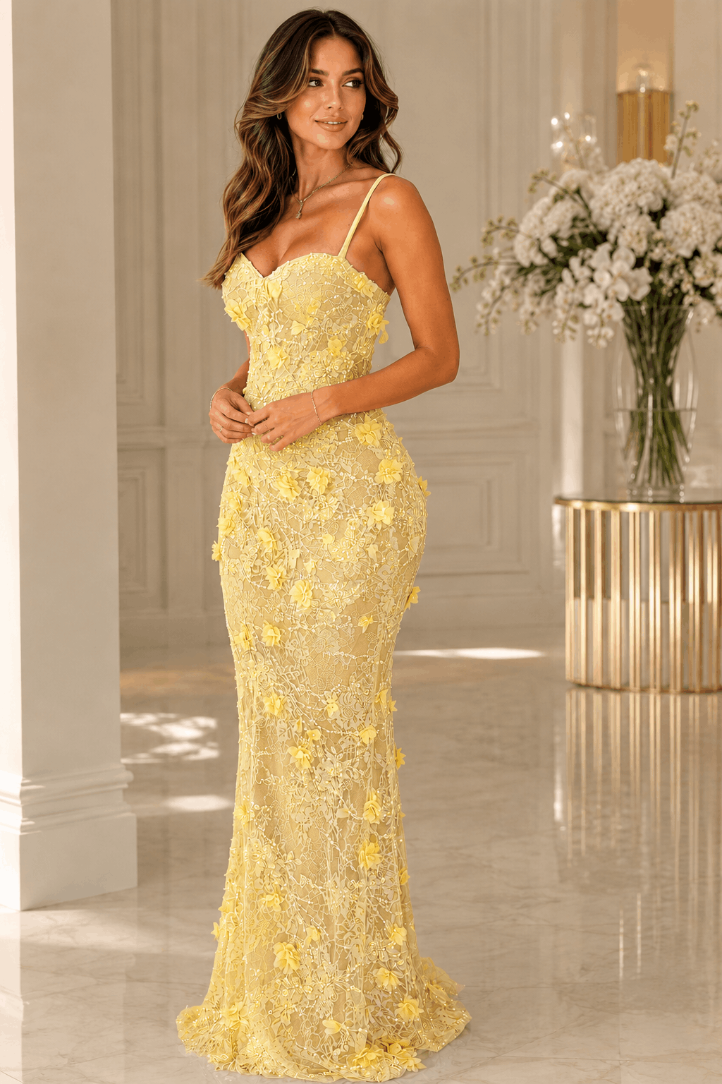 Blue 3D Floral Lace Mermaid Prom Dress Sweetheart Formal Gown KAIDRESS
