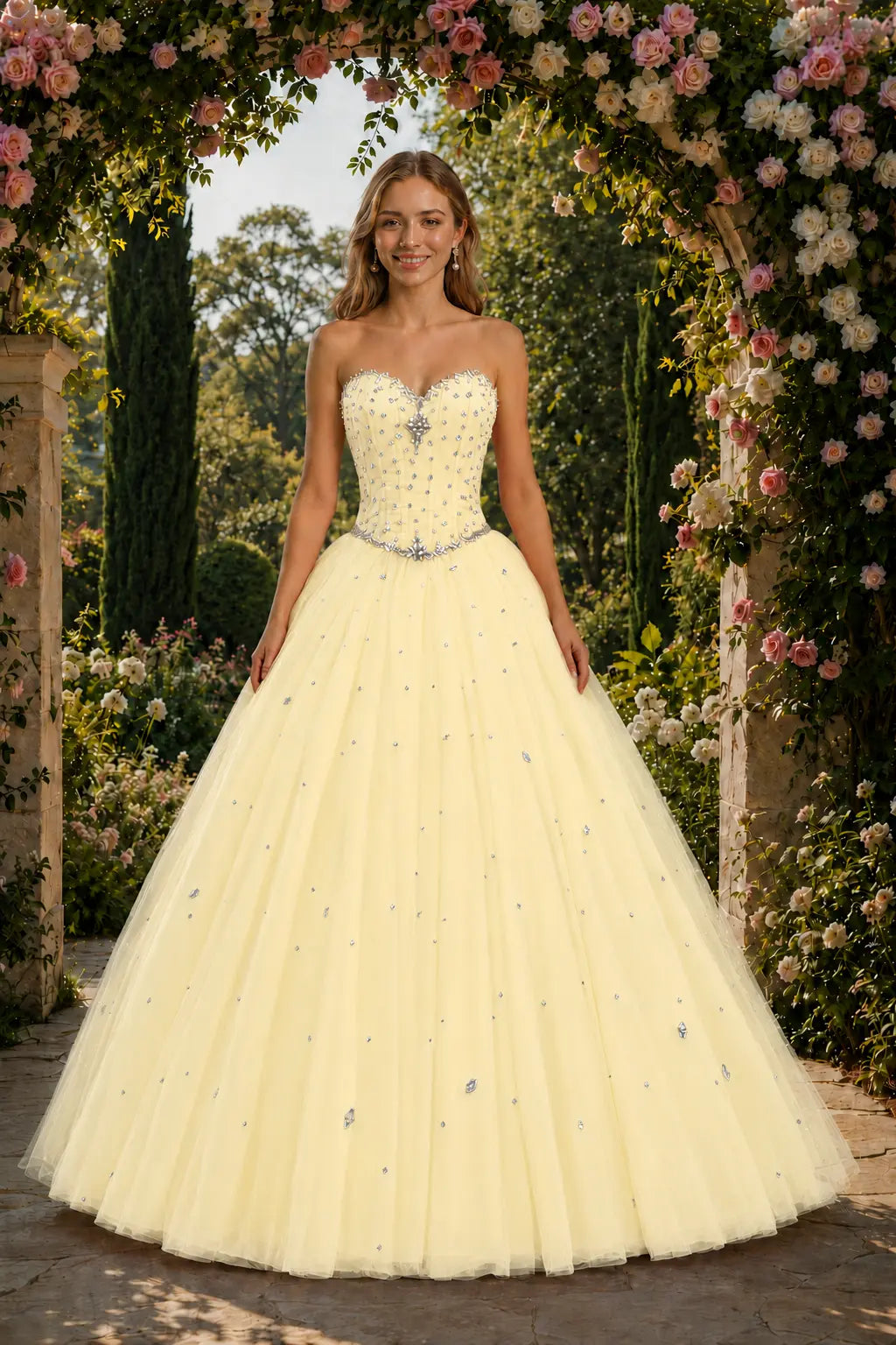 Royal Blue Princess Quinceanera Dress Rhinestone Tulle Ball Gown Prom KAIDRESS