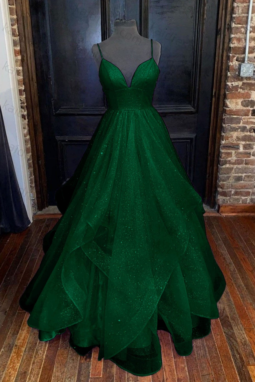 A-line Princess Sweetheart Sleeveless Long/Floor-Length Tulle Sparkling Prom Dress