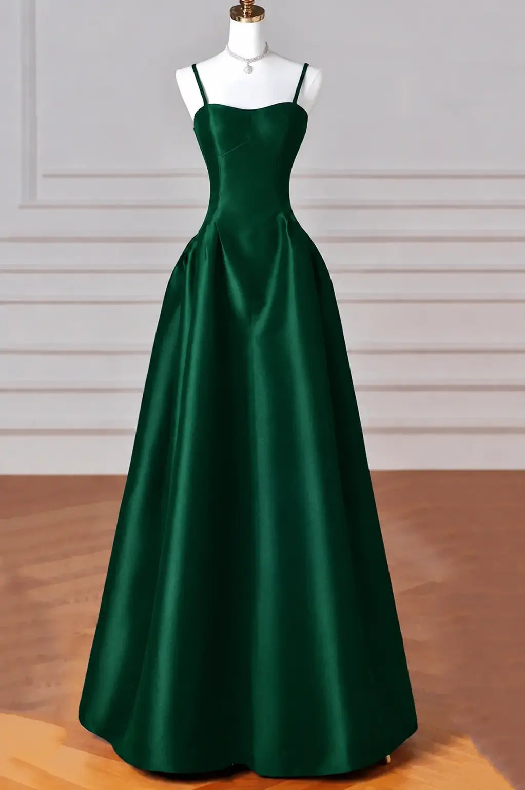 A-Line/Princess Halter Satin Sleeveless Long Prom Dress Black Prom Gown Kaidress