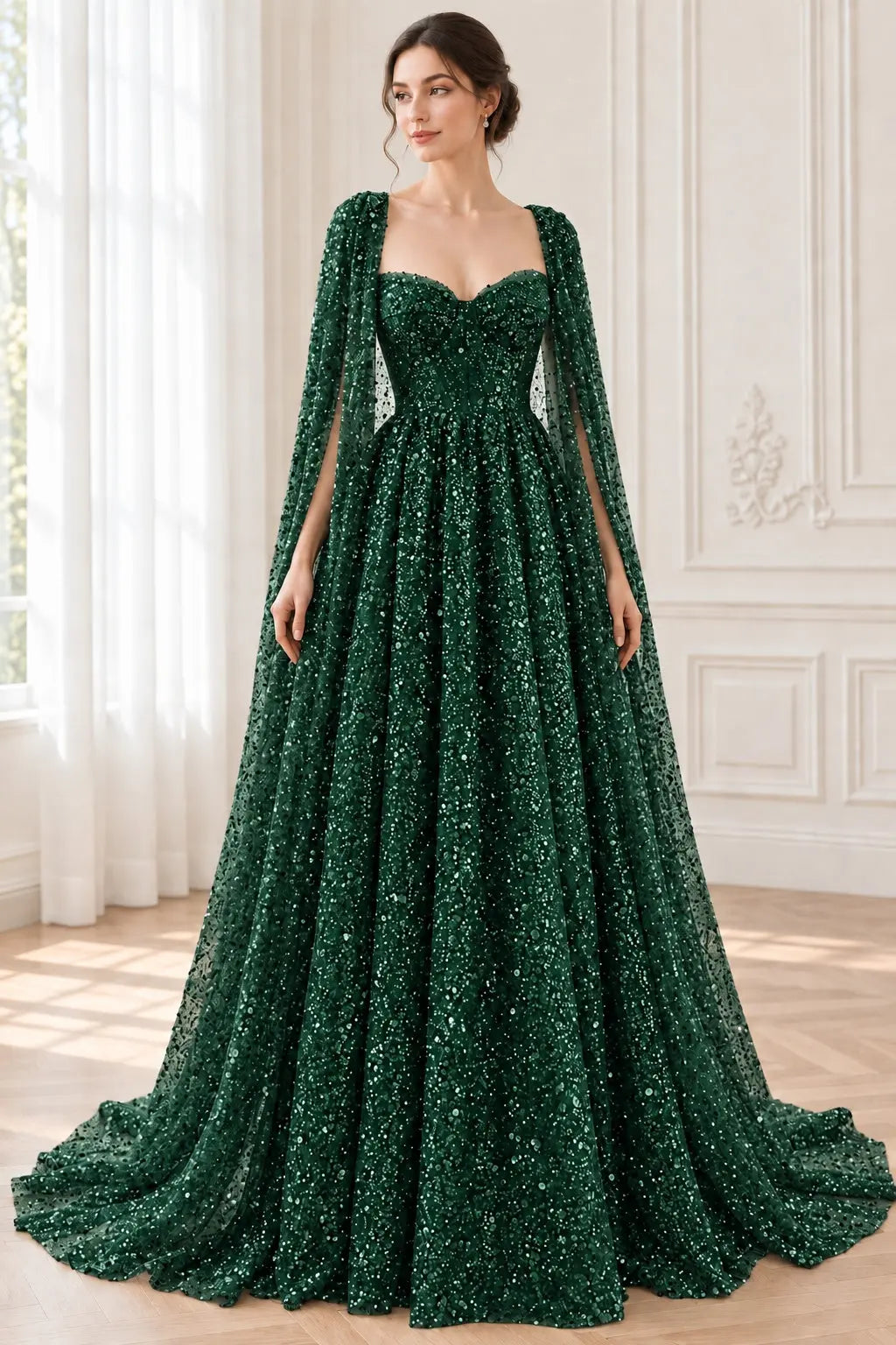 A-line Sequin Lace Purple Long Prom Dresses Sparkly Formal Evening Gowns