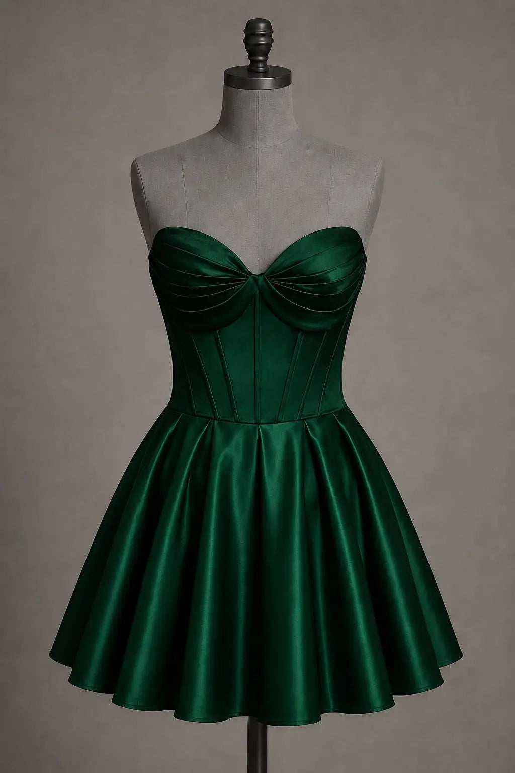 Black Sweetheart Satin Mini A Line Corset Homecoming Dress KAIDRESS